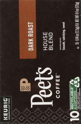 Peet's Coffee House Dark Roast K-Cup Coffee Pods - 10 Pods, 4.4 oz | Compatible with Keurig Brewers