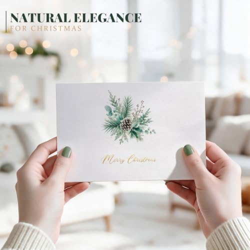 Roosyo 24 Pack Christmas Cards with Envelopes, 8 Watercolor Designs, Gold Foil, 4 x 6 in – Variation: 24 Pack Watercolor