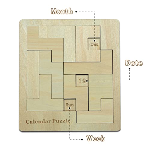 Daily Wooden Calendar Puzzle - 365 Day Brain Teaser Jigsaw Game