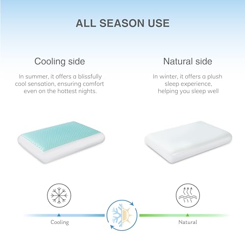 EGOHOME Cooling Gel Memory Foam Pillow - Reversible Neck Support Bed Pillow