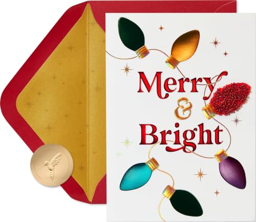 FSC Handmade Merry and Bright Christmas Cards Boxed Set with Envelopes - 8 Count