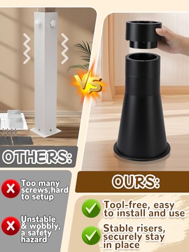 Heavy-Duty Adjustable Bed Risers 12 Inch, 4 Pack Furniture Lifts