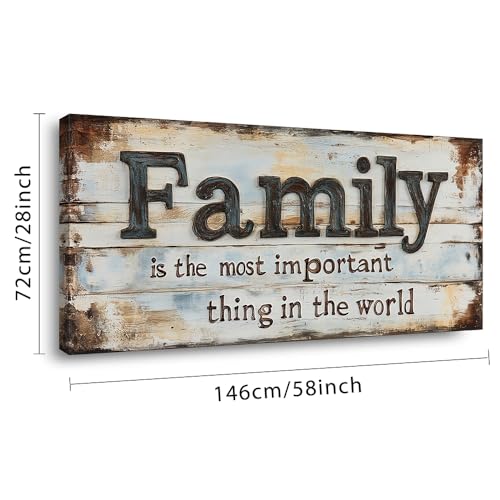 Family Quotes Canvas Wall Art - Rustic Farmhouse Decorative Print