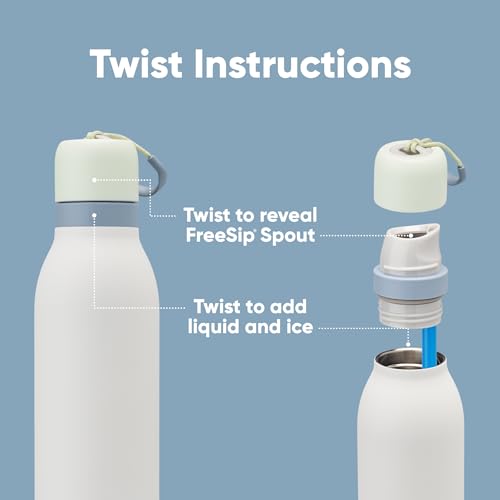 Owala FreeSip Twist Insulated Stainless Steel Water Bottle with Straw for Sports and Travel, BPA-Free, 18-oz, Mint/White (Iced Breeze)