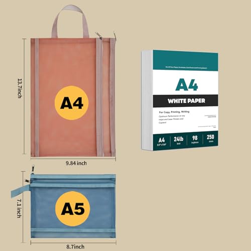 10-Pack A4 Double-Layer Mesh Zipper Pouches with Handles for Toy Storage