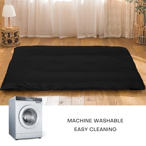 Cotton Futon Mattress Cover with Zipper - Twin Size Black