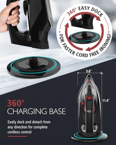 Cordless Steam Iron with Ceramic Soleplate, 1500W, Auto Shut-Off