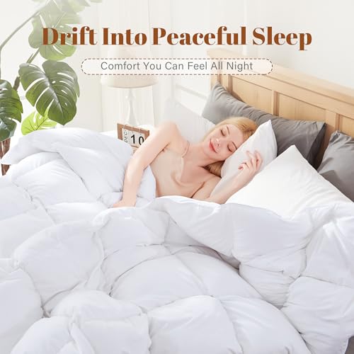 Cosybay All Season Feather & Down Fiber Duvet Insert - 100% Cotton Comforter