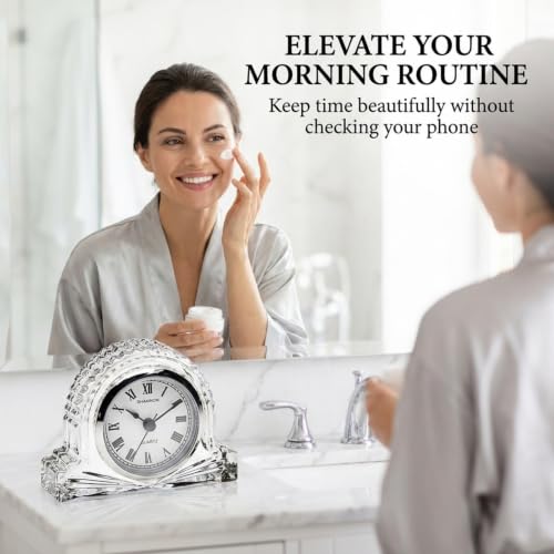 Small Crystal Mantle Clock for Home Decor