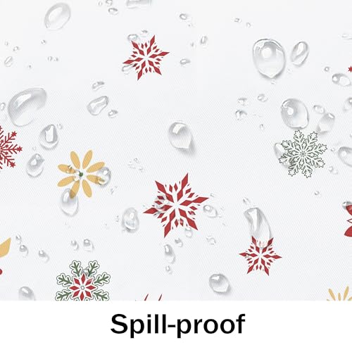 Bnejvif 60 x 102 Oval Christmas Tablecloth – Red Snowflake Plaid 100% Polyester