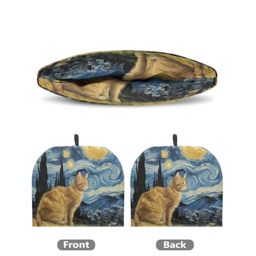 Starry Night Cat Art Tea Cozy - Insulated Teapot Cover for Hot Tea