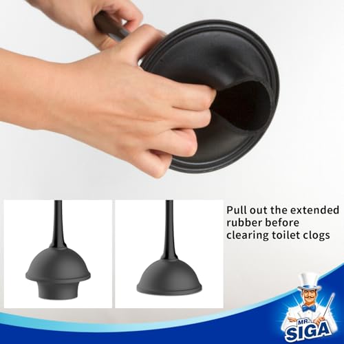 MR.SIGA Toilet Plunger and Bowl Brush Combo with Holder, Black