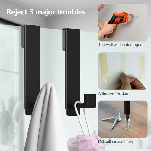 7.5-Inch Stainless Steel Shower Door Hooks for Frameless Glass, 2-Pack