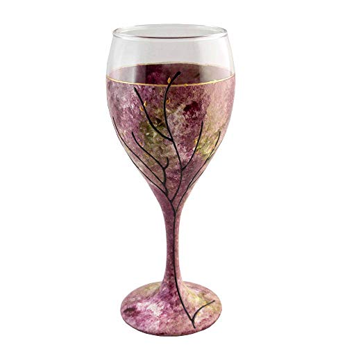 Hand Painted Tree of Life Kiddush Cup and Wine Glass - Rose Pink
