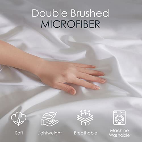 Soft Brushed Microfiber Duvet Cover Set - King Size White 3-Piece Bedding