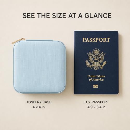 VLANDO Blue Travel Jewelry Box Organizer for Girls & Women, Gift Storage Case