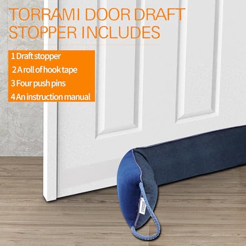 Heavy Duty Under Door Draft Stopper - 30 Inch Noise & Air Blocker (Dark Blue)