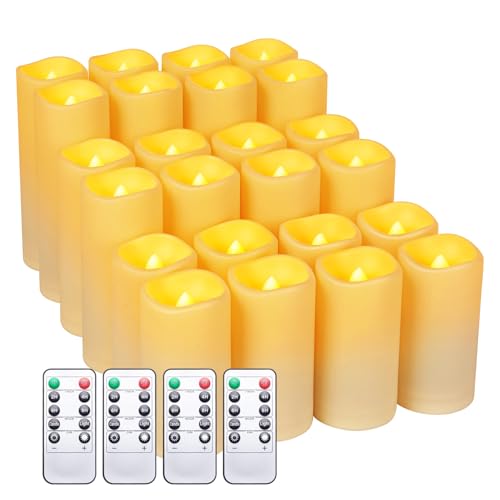 Kneeife Classic 24 Pack Flickering Flameless LED Candles Waterproof Remote Control, Warm White for Home & Holiday Decor