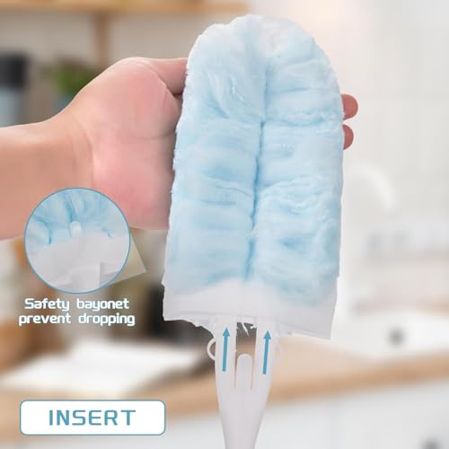 40 Pack 360° Heavy Duty Microfiber Duster Refills with 2 Handles