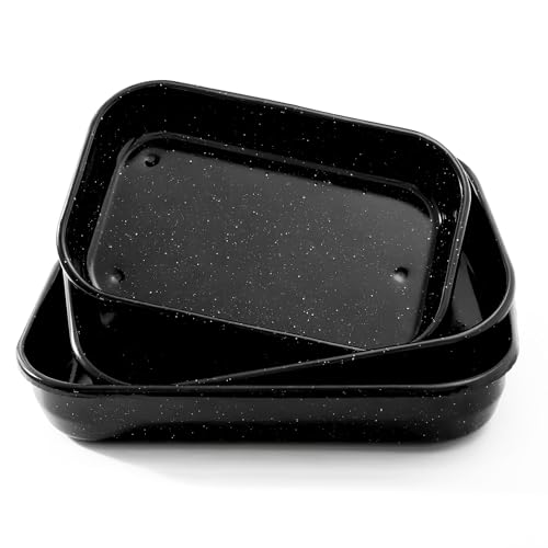 Granite Bowl 3-Pack Rectangle Turkey Roasting & Baking Pans Set 17/15/13 Inch Rectangle-3
