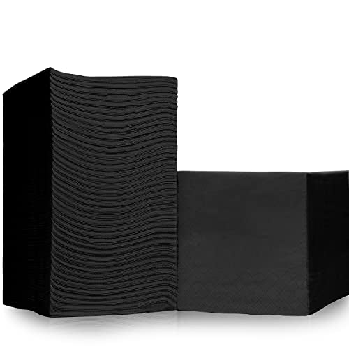 Black 3-Ply Disposable Cocktail Napkins Bulk Pack - Elegant Party & Bar Napkins