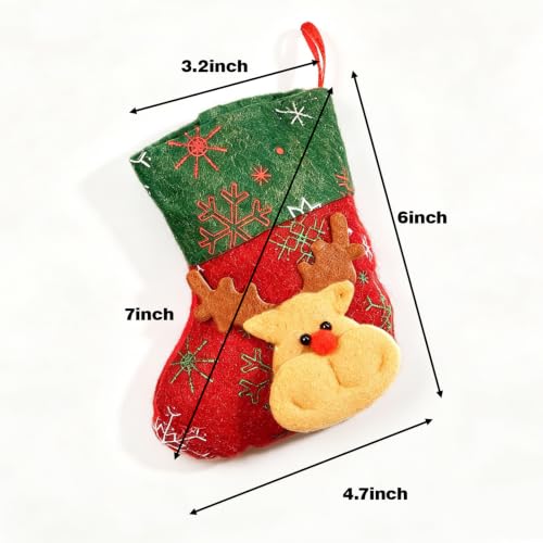 BAMIFEI Christmas Stocking 6.3 Inch Red 3D Reindeer Design - 09, Plush Cuff