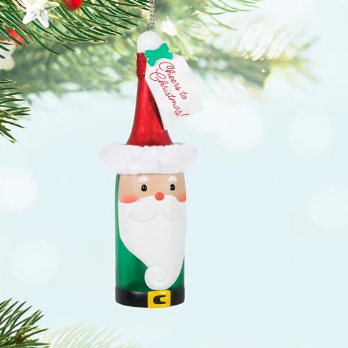 Hallmark Keepsake 2024 Cheers to Christmas Ornament – Wine Bottle Santa