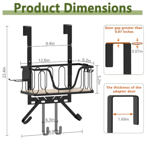 Ironing Board Hanger with Iron Basket - Wall-Mount & Over-the-Door Rack