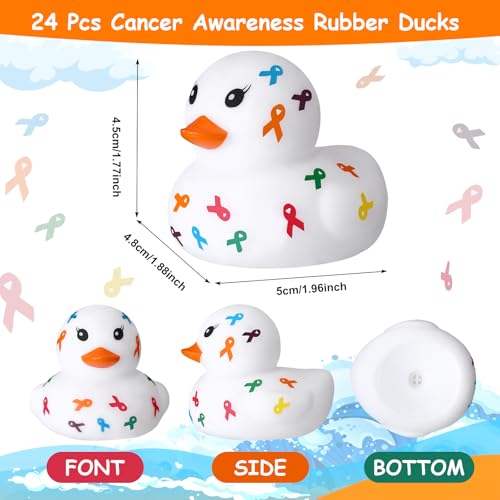 24-Piece Cancer Awareness Rubber Ducks - Colorful Ribbon Charity Gifts