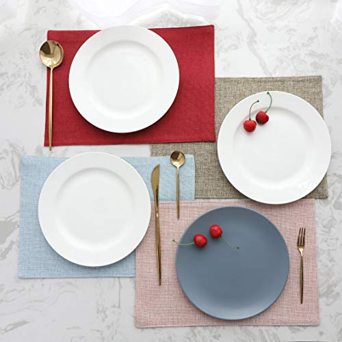 Set of 6 Cotton Linen Placemats - 13x19 Inch Washable Kitchen Dining Mats