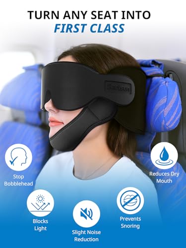 Travel Pillow with Chin Strap for Airplane Sleep Support