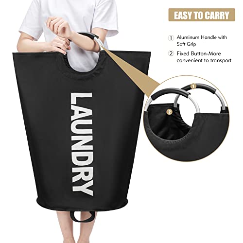 Maxsilan 90L Large Collapsible Tall Laundry Basket Hamper, Black