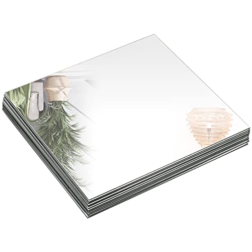 12-Piece 10x10 Inch Square Glass Mirror Tiles for Centerpieces and Wall Decor