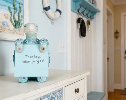 Sea Turtle Sticky Note Dispenser, Blue Resin Desk Decor with 100 Sheets