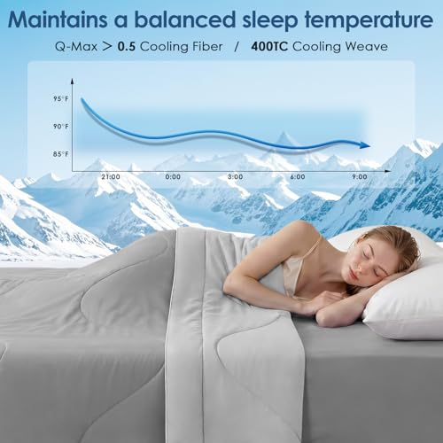 Cooling Comforter Queen Size - Double-Sided Blanket for Hot Sleepers - Lightweight Breathable 80"x90"