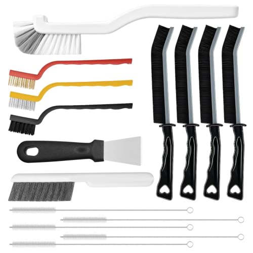 15-Piece Crevice & Grout Cleaning Brush Set, Hard Bristle Scrub Tools