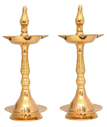 Brass Oil Lamp Diya - 6 Inch Traditional Indian Deepak Set of 2