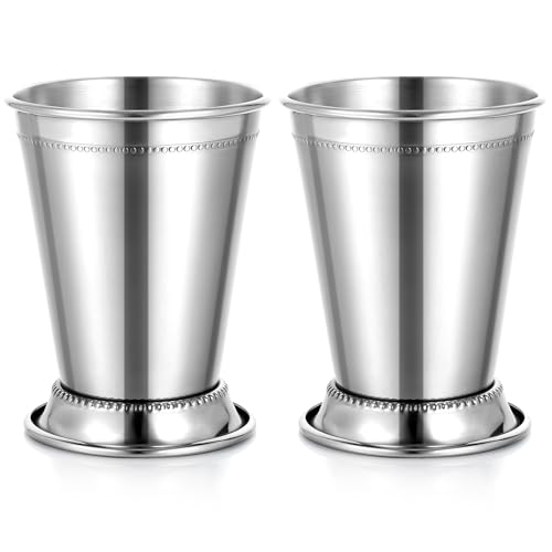 Set of 2 Stainless Steel Mint Julep Cups 12 oz Cocktail Glasses for Drinks