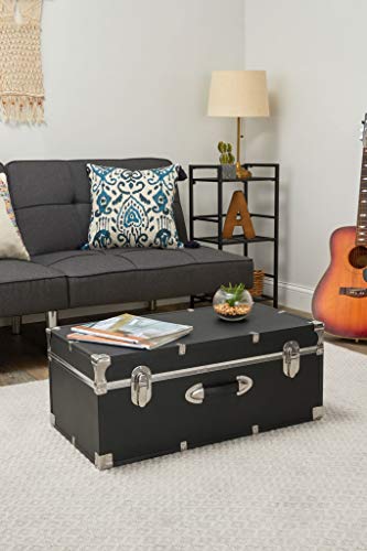 30-Inch Black Storage Trunk with Lock-Down Latches & Easy-Clean Vinyl