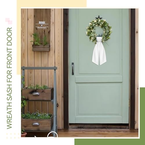 2-Pack White Wreath Sash for Front Door Polyester Garland Ribbon