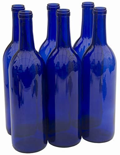 Cobalt Blue Glass Bordeaux Wine Bottles 750ml Cork Finish Case of 6