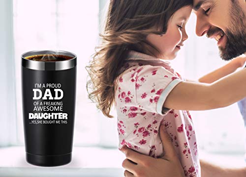 Momocici Proud Dad 20 OZ Insulated Travel Mug - Black, Father's Day Gift