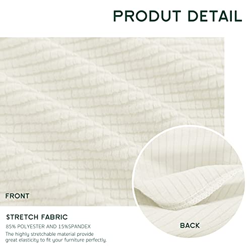Reversible Stretch Sofa Cushion Covers - 3-Piece Set, Ivory