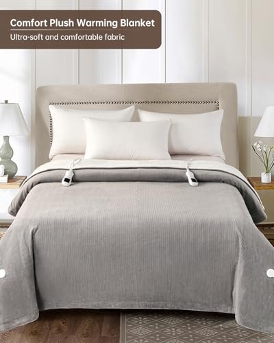 Queen Size Electric Heated Blanket - 9 Heat Levels, Auto-Off, Plush Fabric