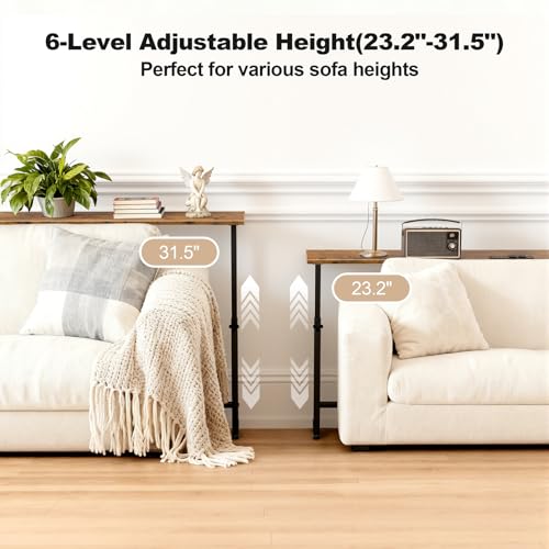 71-Inch Adjustable Behind-the-Couch Console Table with Power Outlets