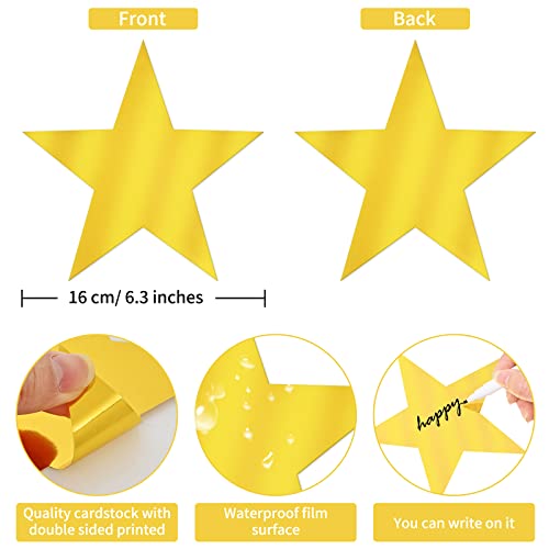 40 Pcs Metallic Gold Star Paper Cutouts for Party and Classroom Decor