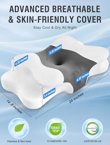 Ergonomic Cervical Neck Pillow for Side Sleepers - Adjustable Memory Foam Support
