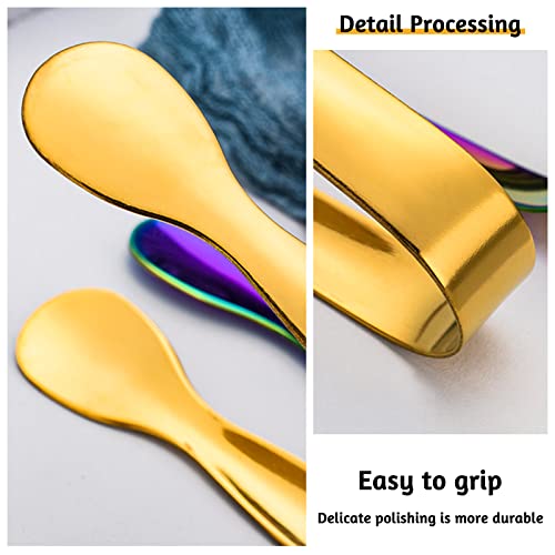 Mini Gold Stainless Steel Ice Tongs & Sugar Tongs Set - 6 Pieces for Drinks & Desserts