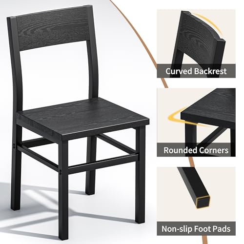 MECHYIN Black Dining Chairs Set of 4 - Farmhouse Kitchen Room Chairs, Sturdy & Ergonomic