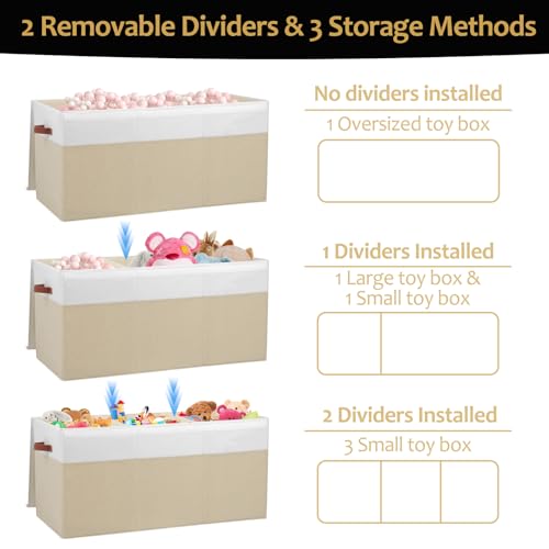 Extra Large Toy Storage Box with Lid & Dividers - Foldable Toy Organizer
